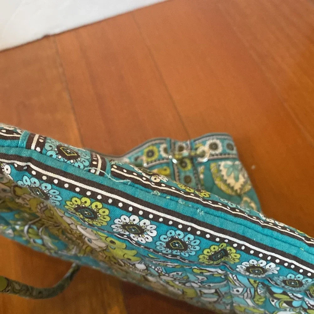 Vera Bradley quilted poppy teal color drawstring backpack book bag purse 15x12